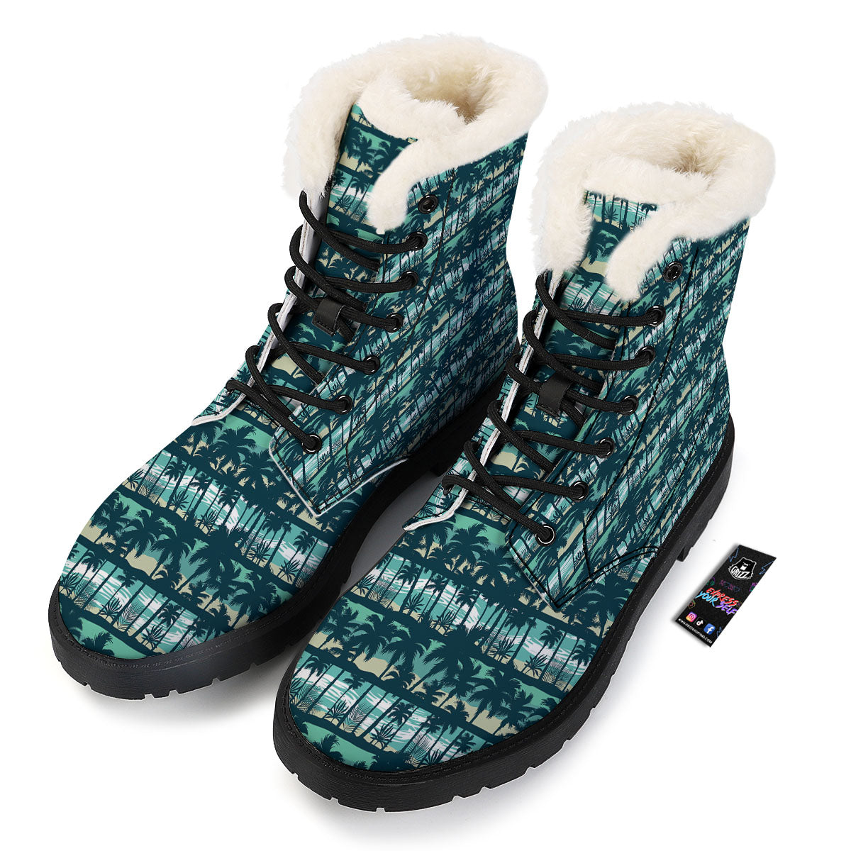 Palm Tree Print Pattern Winter Boots-grizzshop