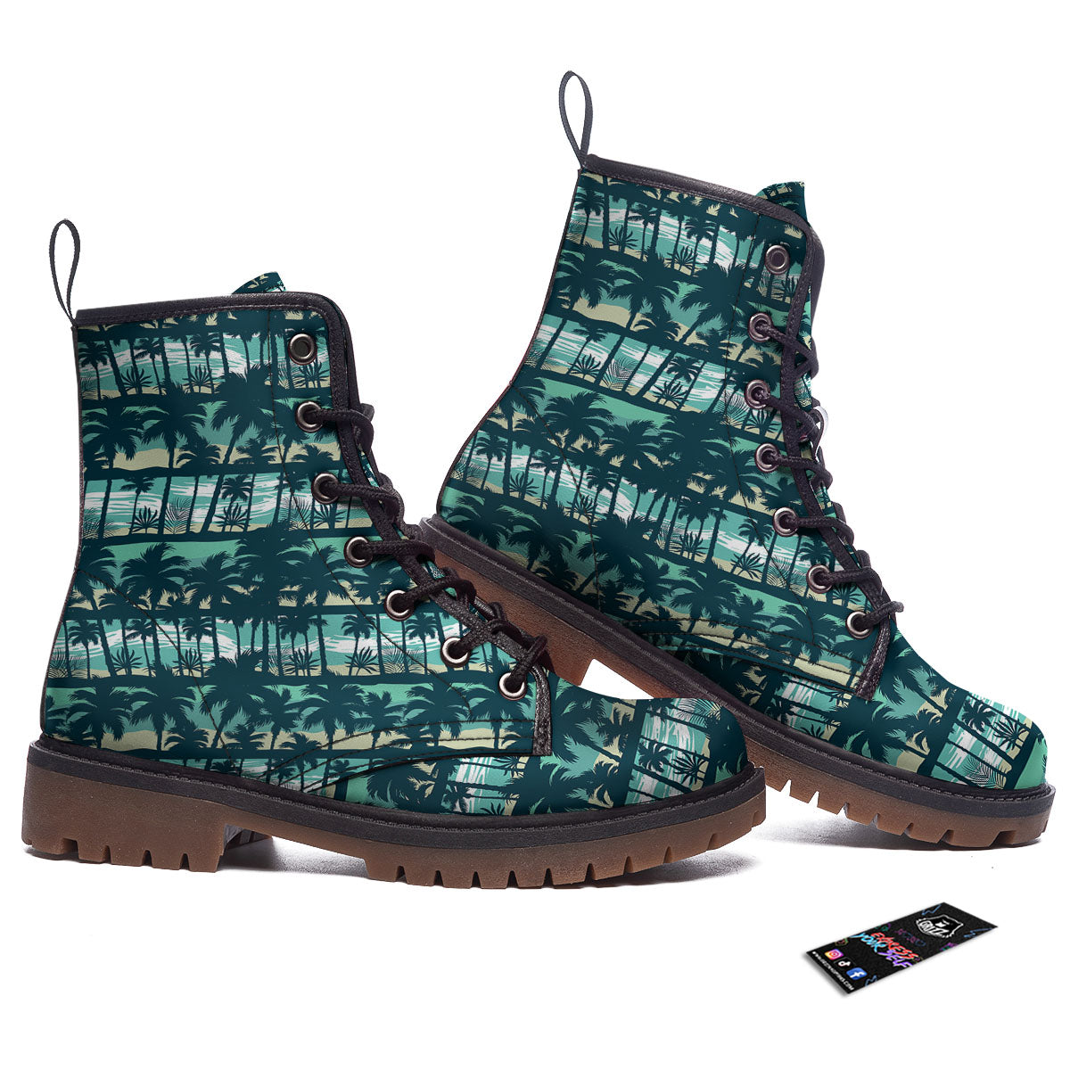 Palm Tree Print Pattern Work Boots-grizzshop