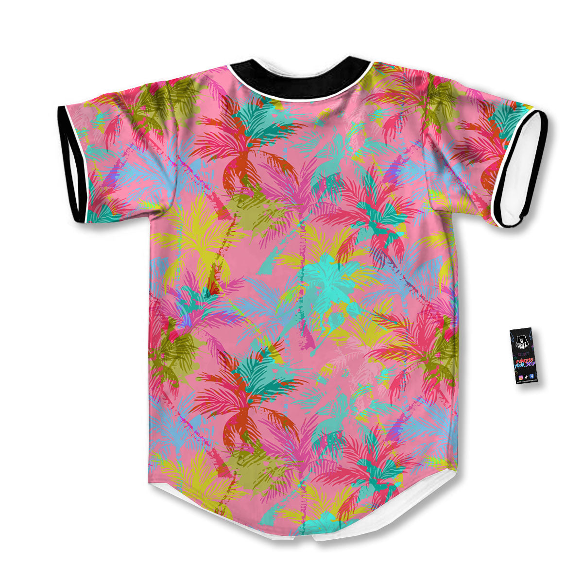 Palm Tree Rainbow Print Pattern Baseball Jersey-grizzshop