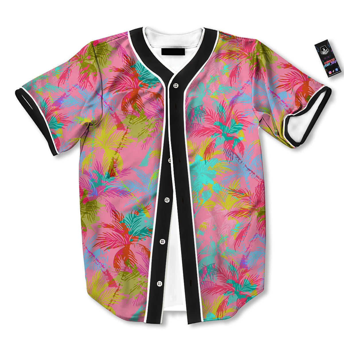 Palm Tree Rainbow Print Pattern Baseball Jersey-grizzshop