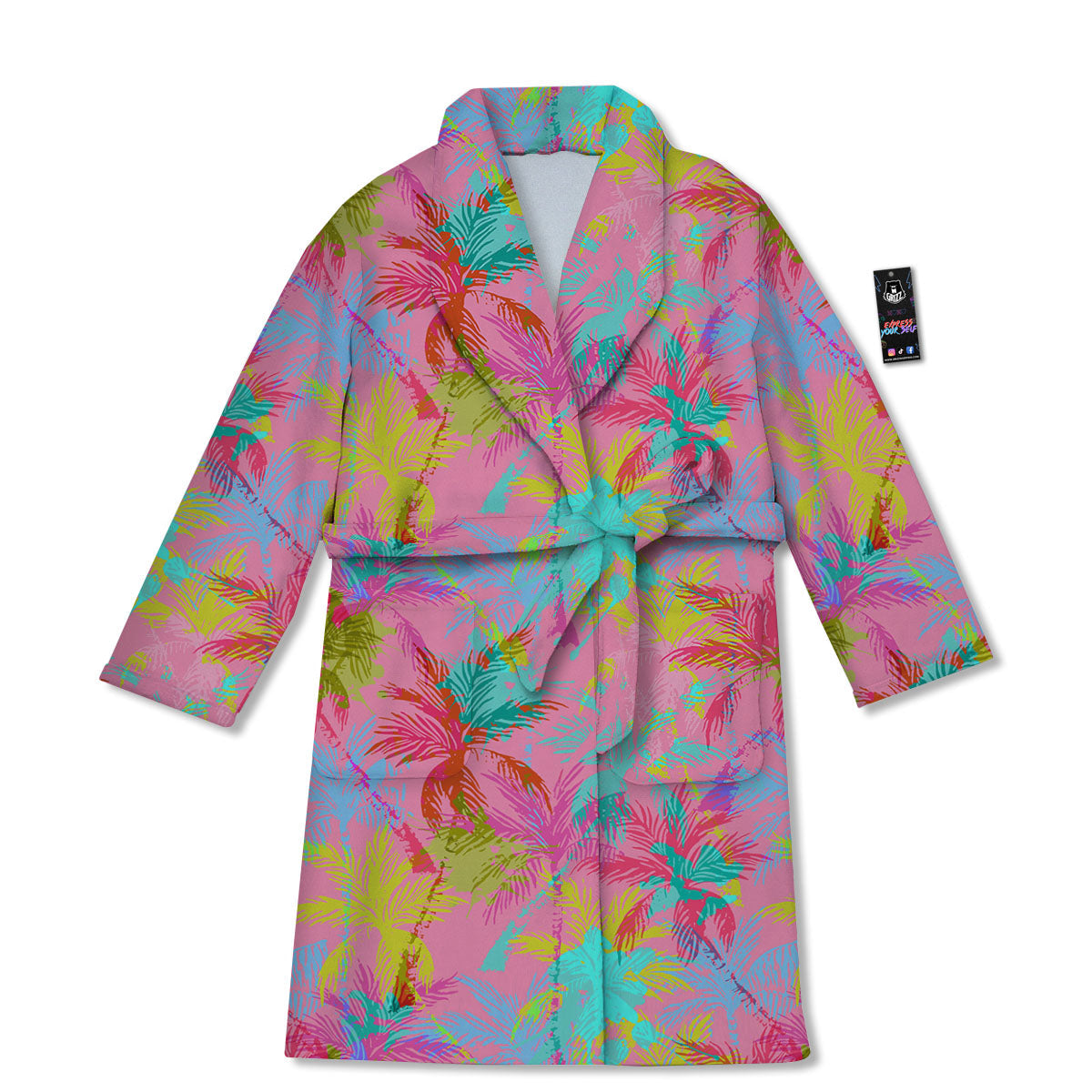 Palm Tree Rainbow Print Pattern Bathrobe-grizzshop