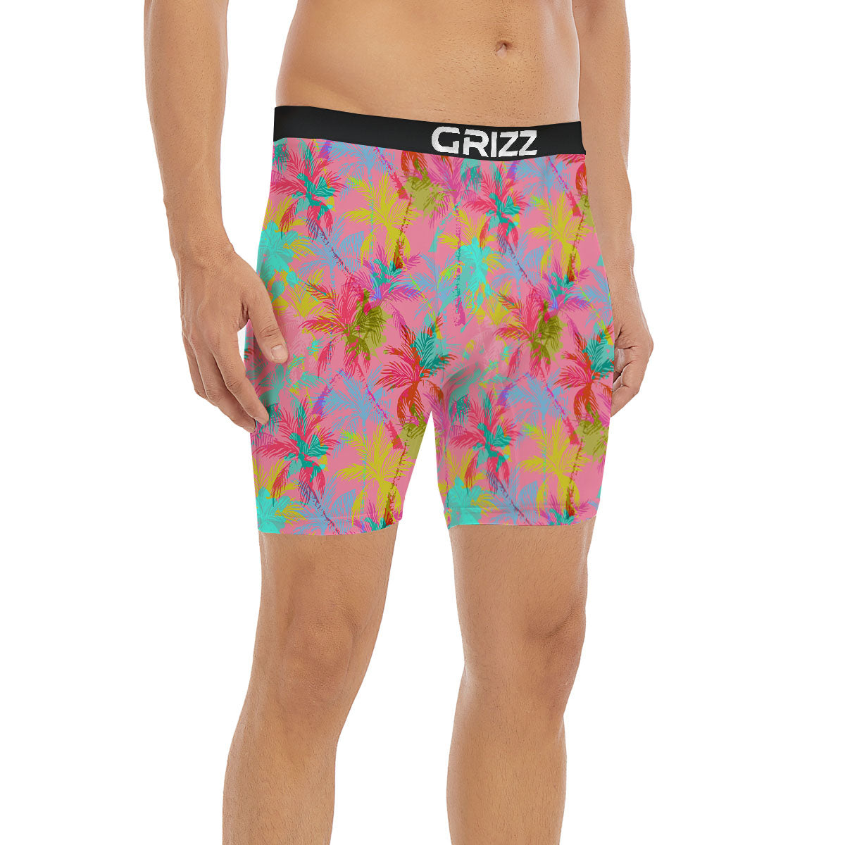 Palm Tree Rainbow Print Pattern Boxer Briefs-grizzshop