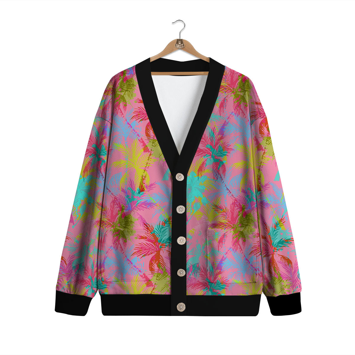 Palm Tree Rainbow Print Pattern Cardigan-grizzshop