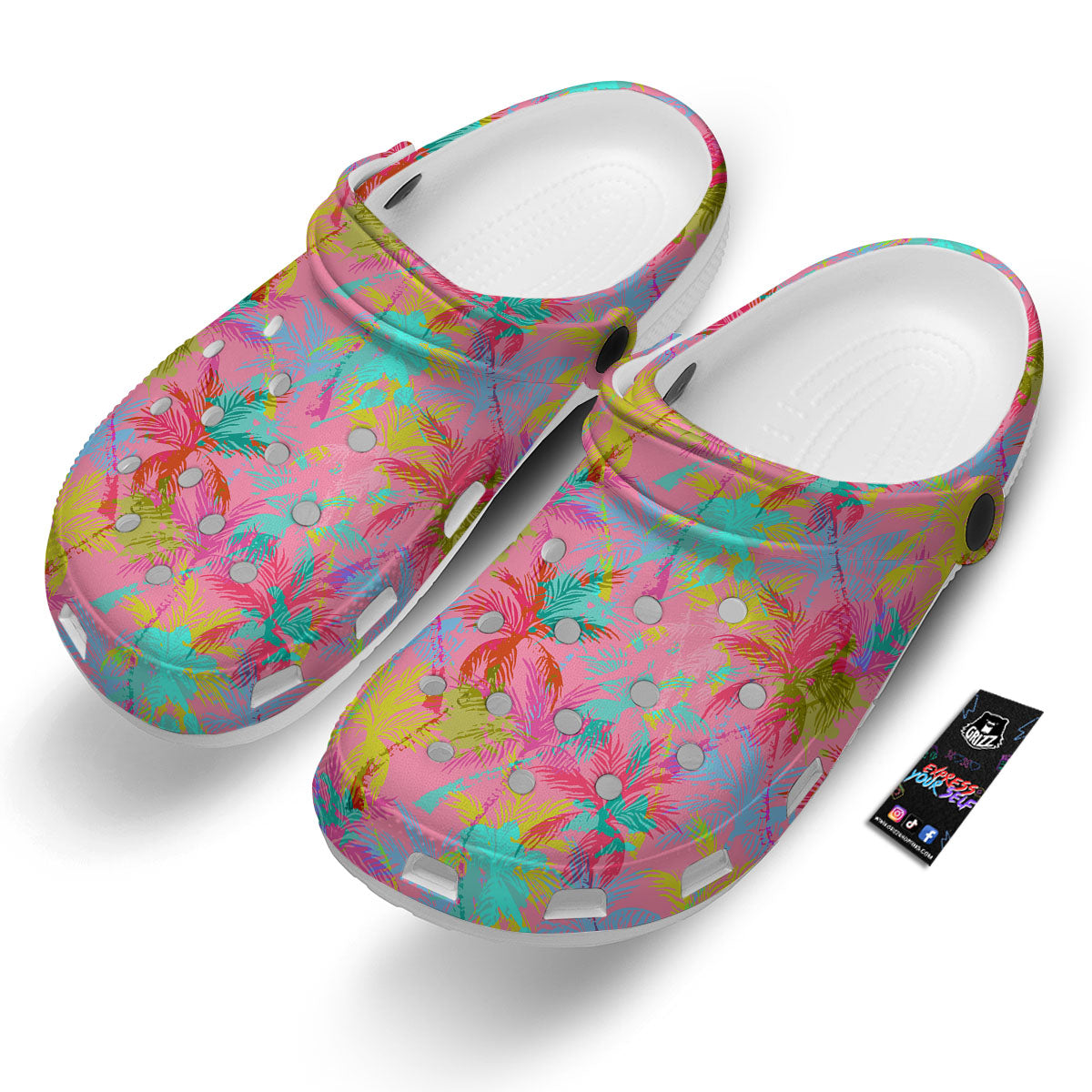 Palm Tree Rainbow Print Pattern Clog-grizzshop