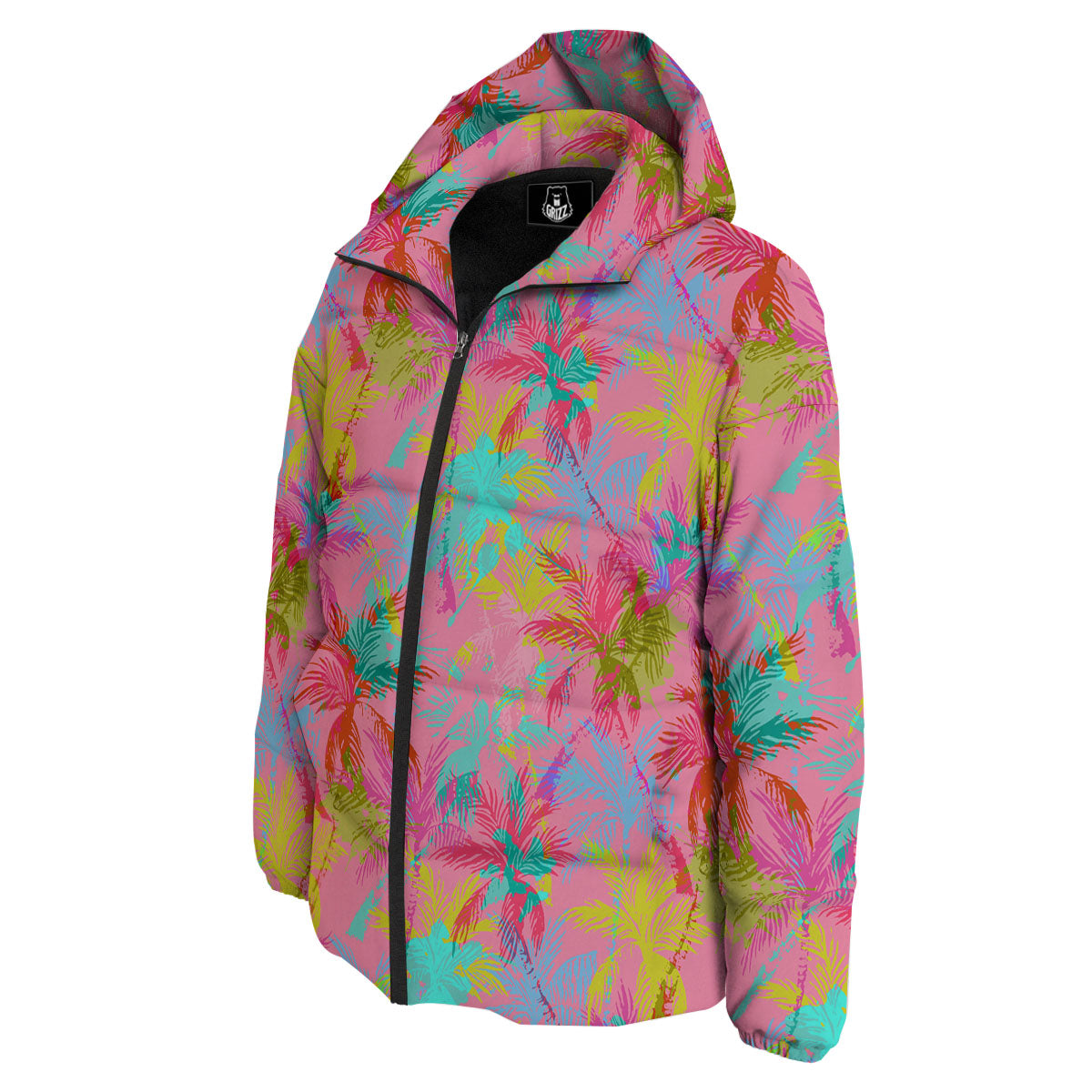 Palm Tree Rainbow Print Pattern Down Jacket-grizzshop