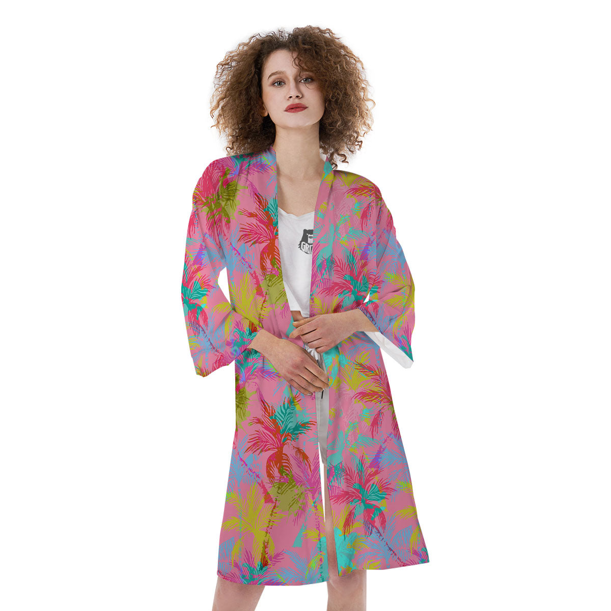 Palm Tree Rainbow Print Pattern Kimono-grizzshop
