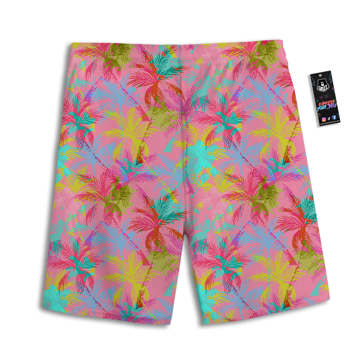 Palm Tree Rainbow Print Pattern Men's Athletic Shorts
