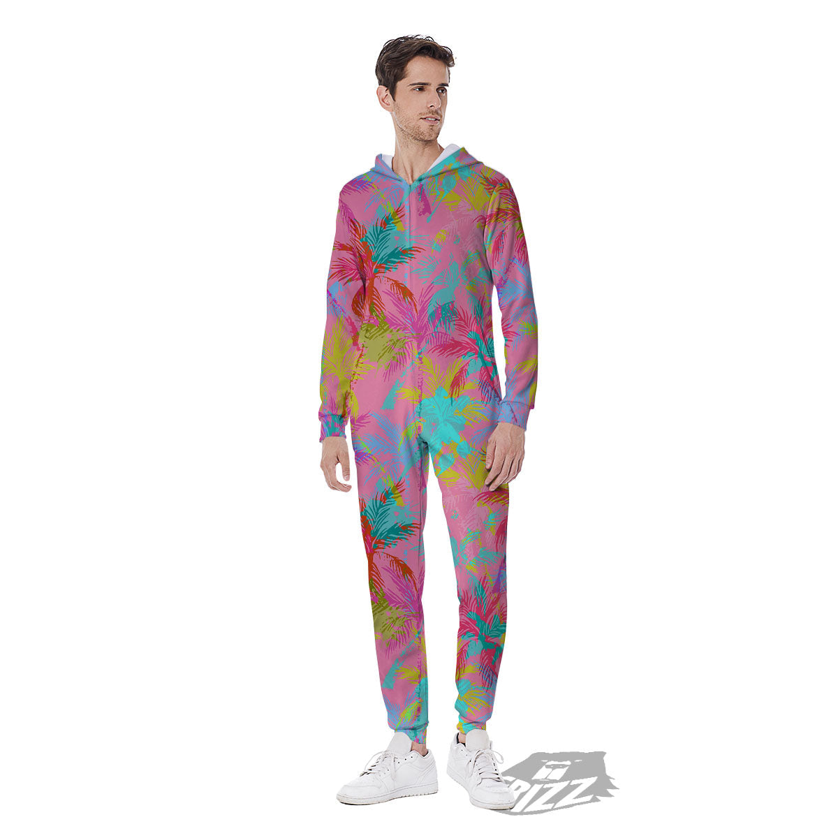 Palm Tree Rainbow Print Pattern Men's Jumpsuit-grizzshop