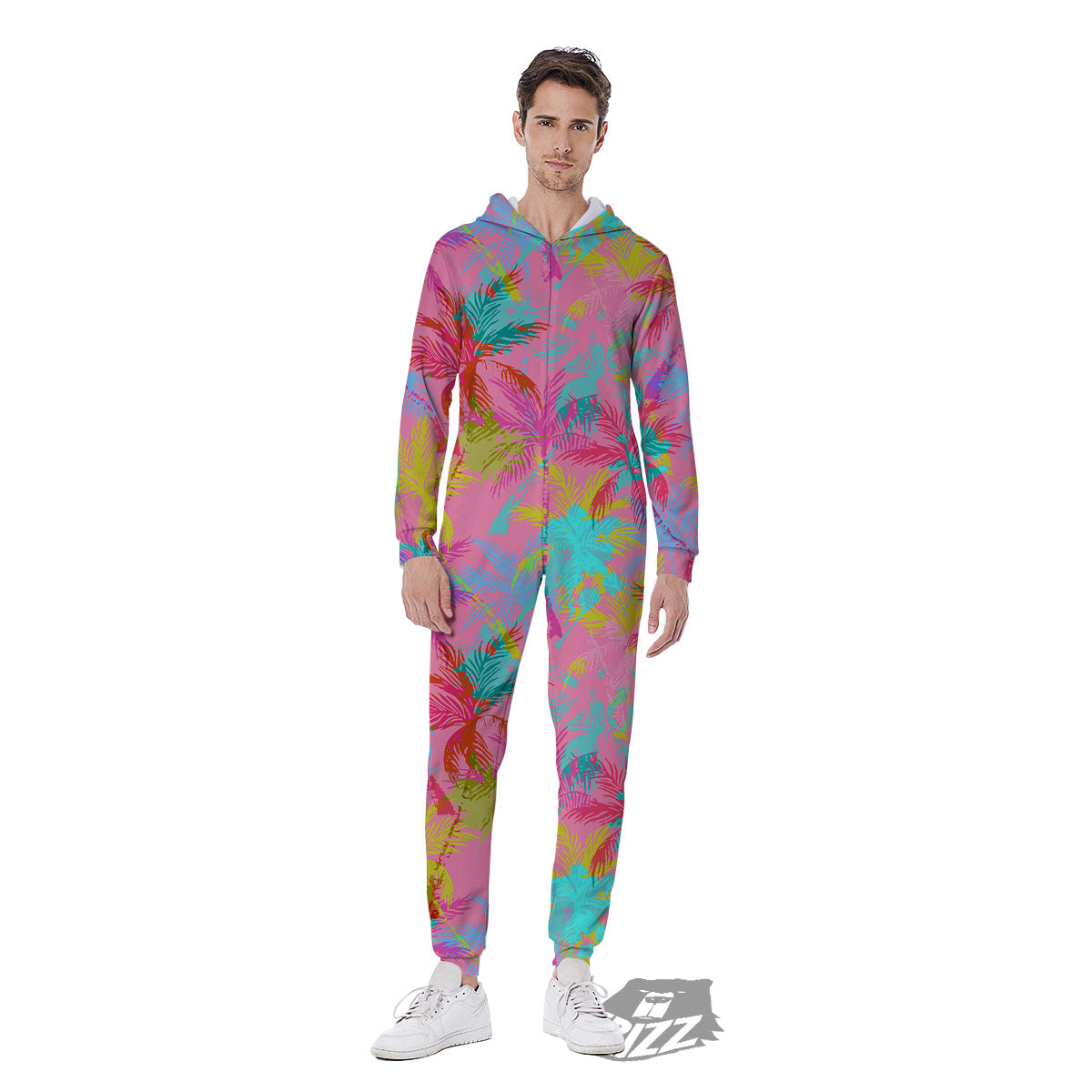 Palm Tree Rainbow Print Pattern Men's Jumpsuit-grizzshop