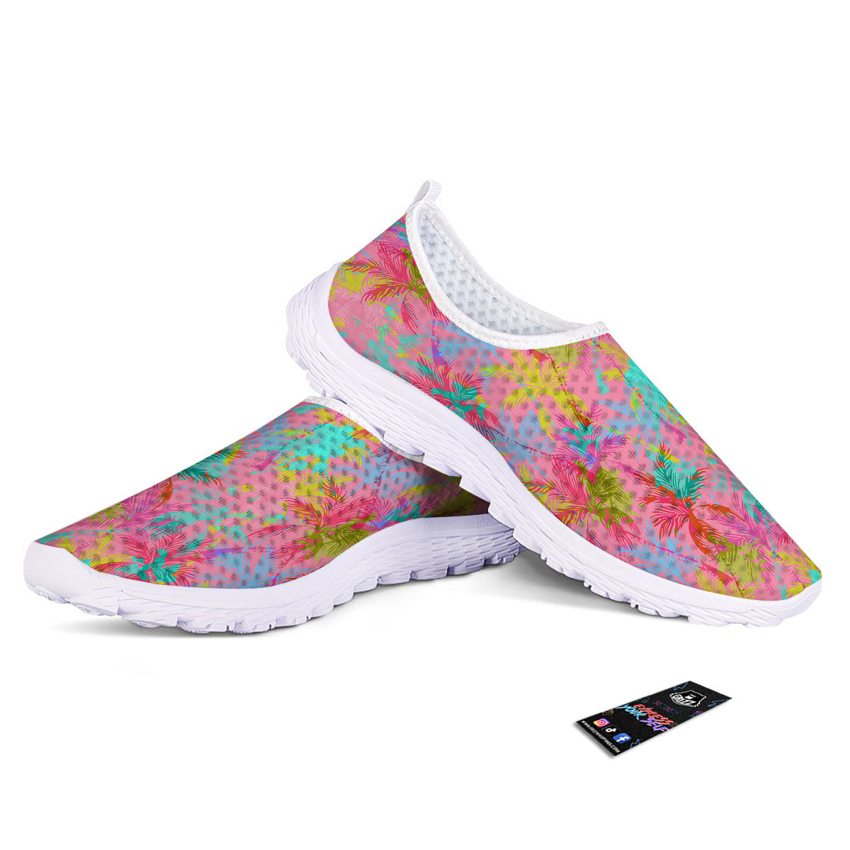 Palm Tree Rainbow Print Pattern Nurse Shoes-grizzshop