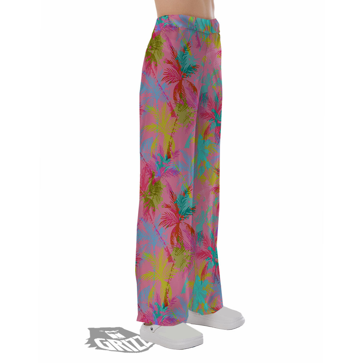 Palm Tree Rainbow Print Pattern Pajama Pants-grizzshop