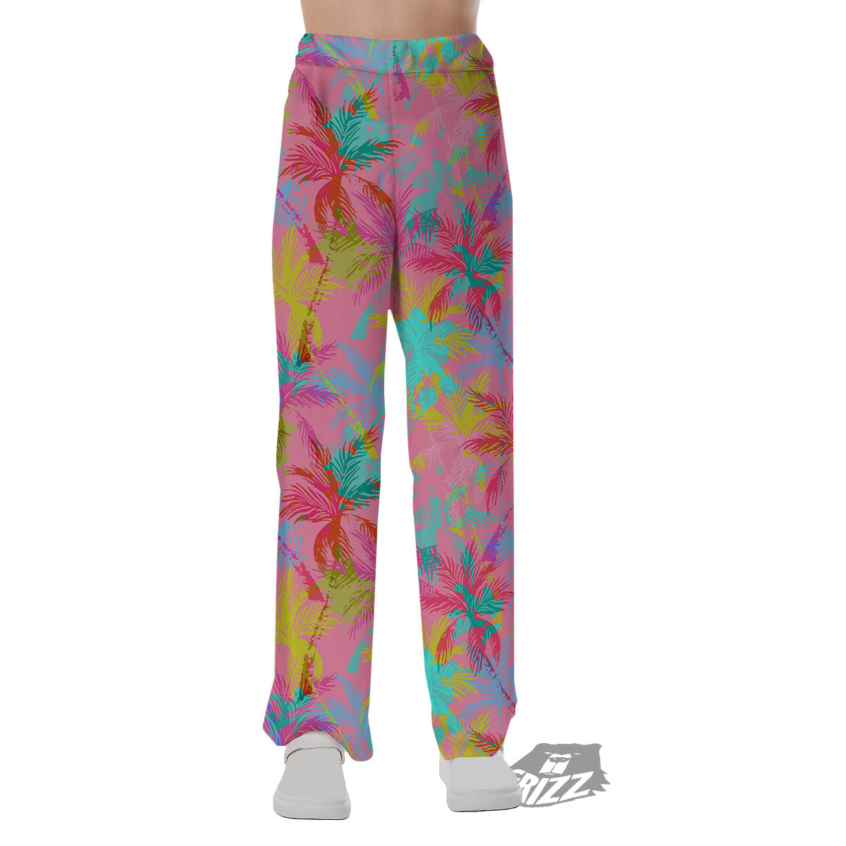 Palm Tree Rainbow Print Pattern Pajama Pants-grizzshop