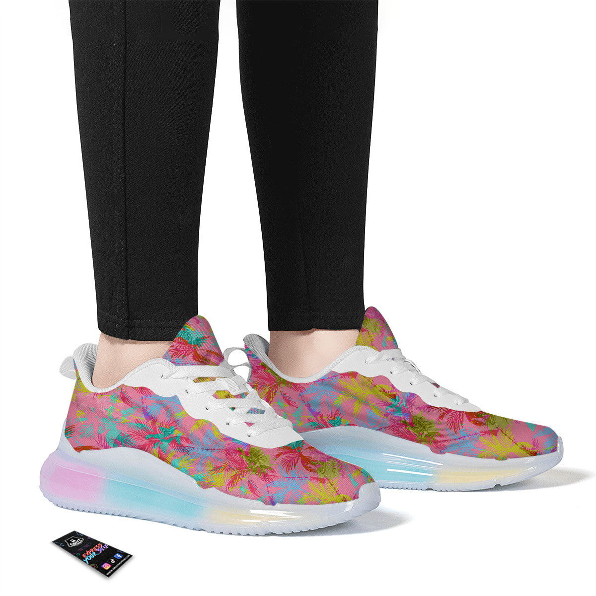 Palm Tree Rainbow Print Pattern Running Sneakers-grizzshop