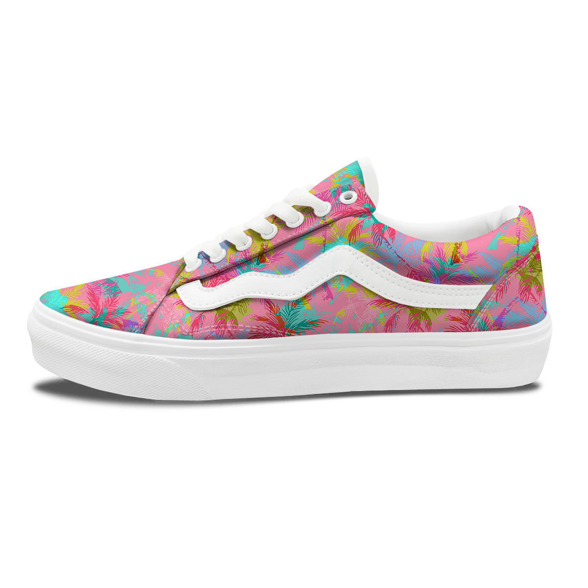 Palm Tree Rainbow Print Pattern Skate Shoes-grizzshop