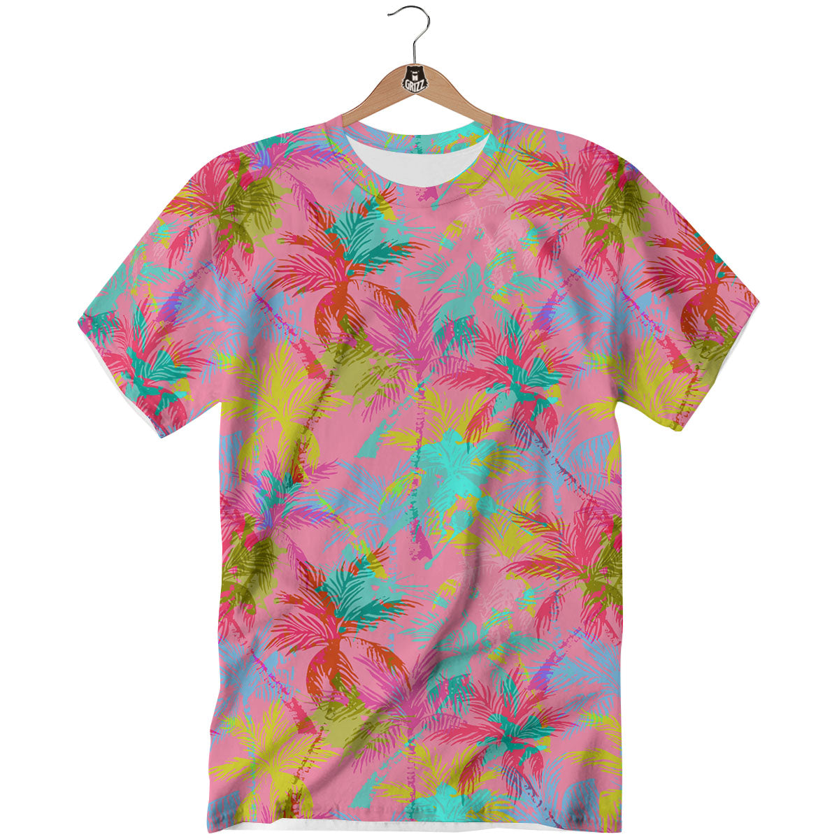 Palm Tree Rainbow Print Pattern T-Shirt-grizzshop