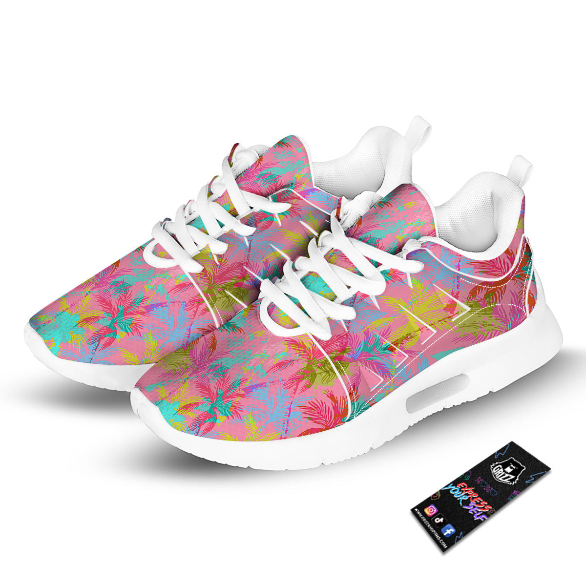 Palm Tree Rainbow Print Pattern Tennis Shoes-grizzshop
