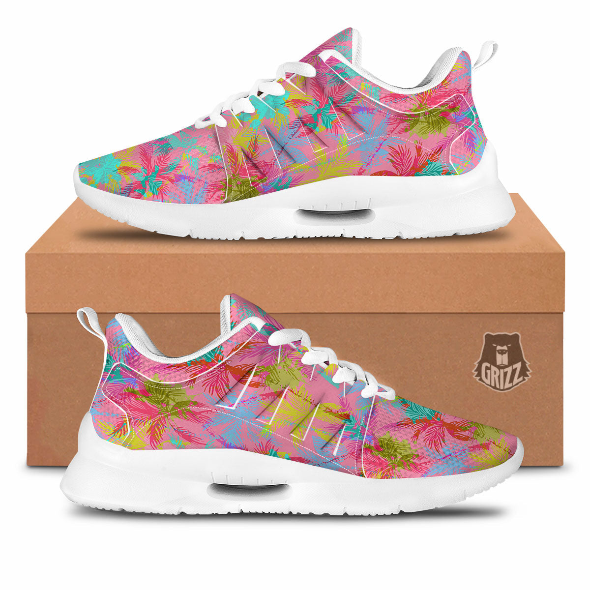 Palm Tree Rainbow Print Pattern Tennis Shoes-grizzshop
