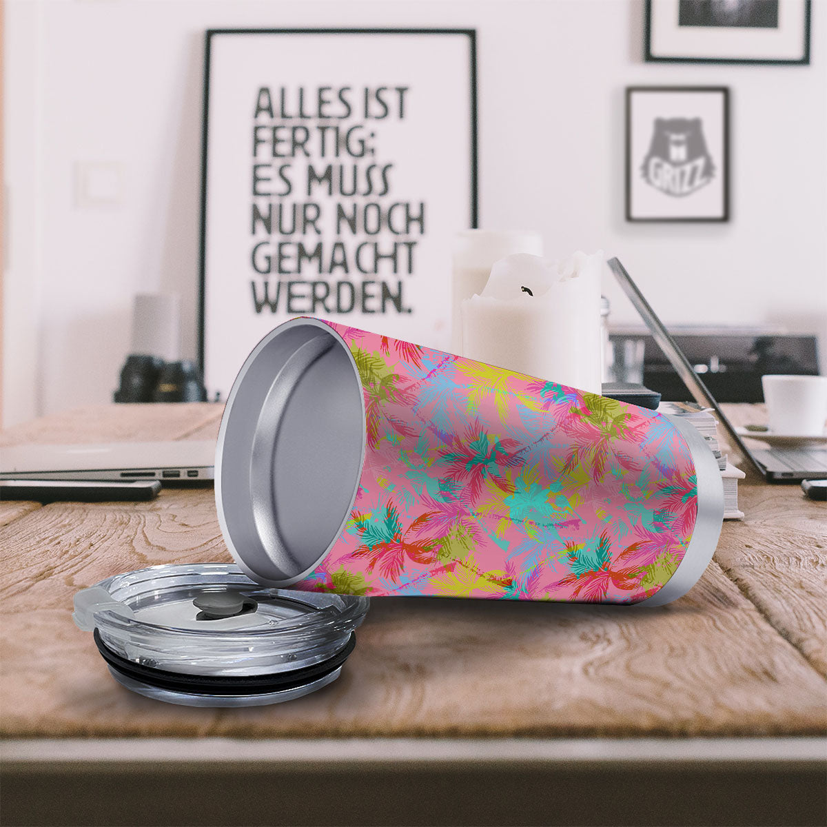 Palm Tree Rainbow Print Pattern Tumbler-grizzshop