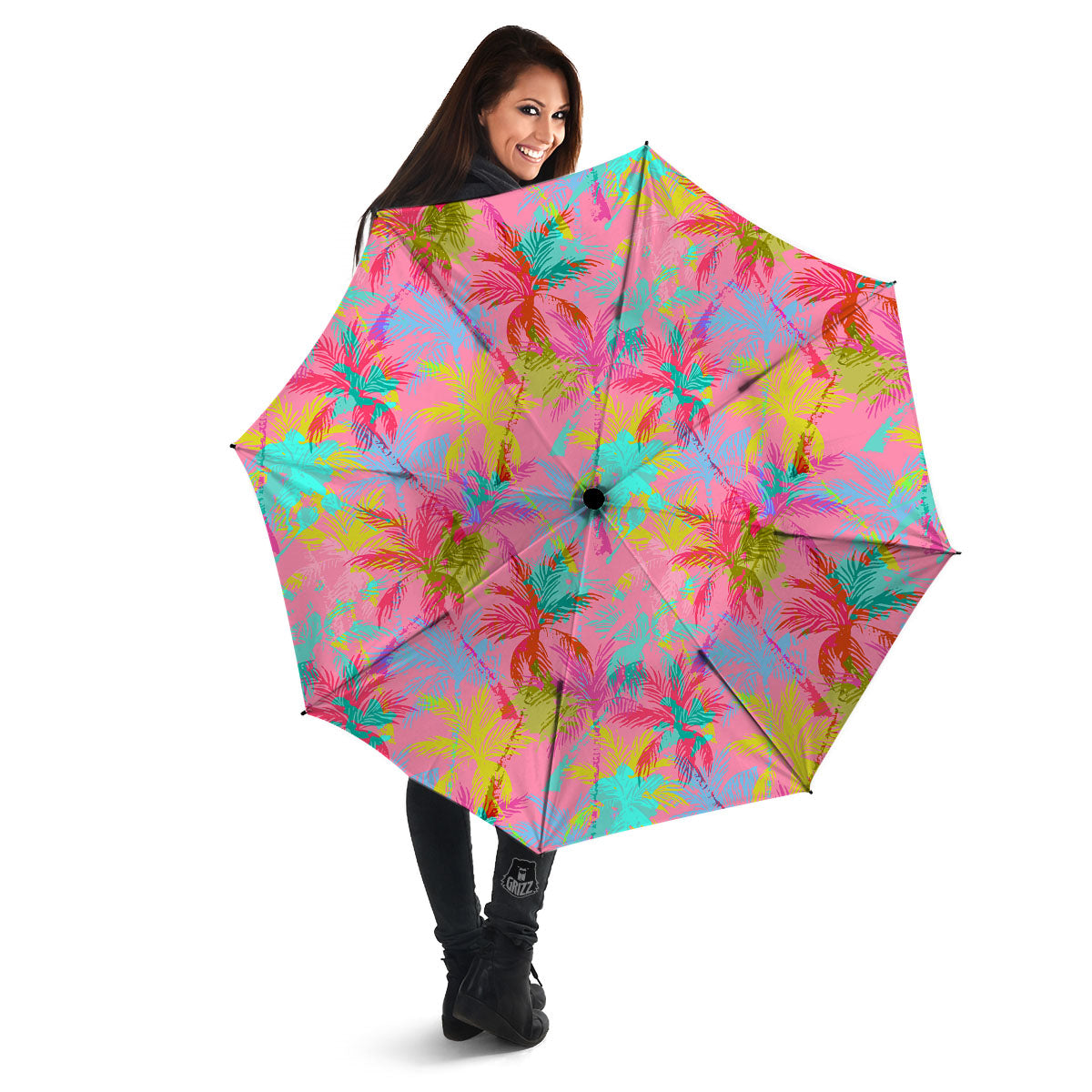 Palm Tree Rainbow Print Pattern Umbrella-grizzshop