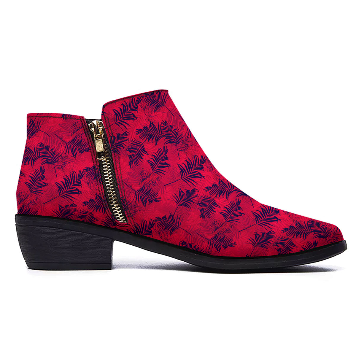 Palm Tree Red Print Pattern Ankle Boots-grizzshop