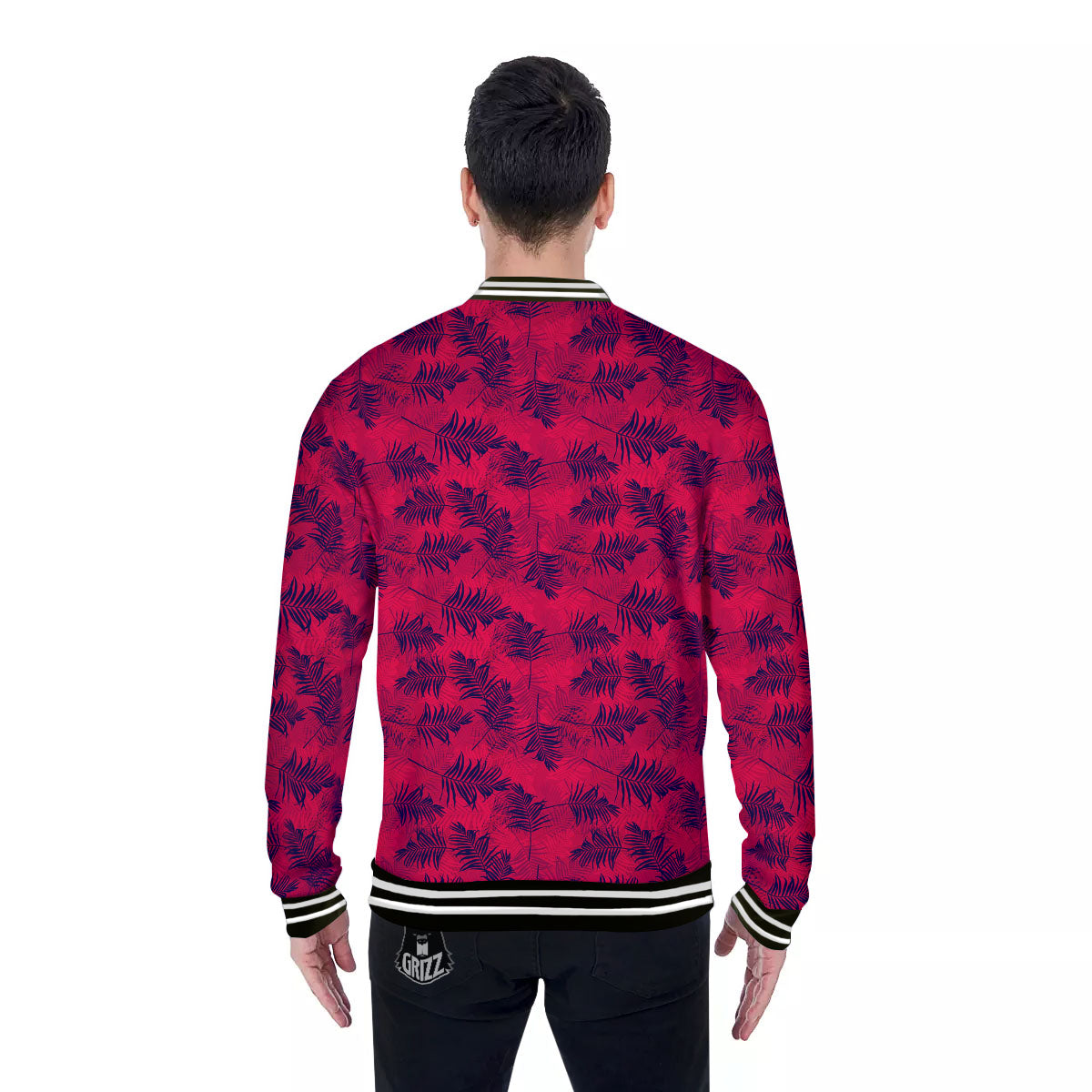 Palm Tree Red Print Pattern Baseball Jacket-grizzshop