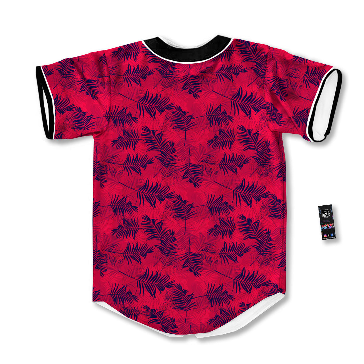 Palm Tree Red Print Pattern Baseball Jersey-grizzshop