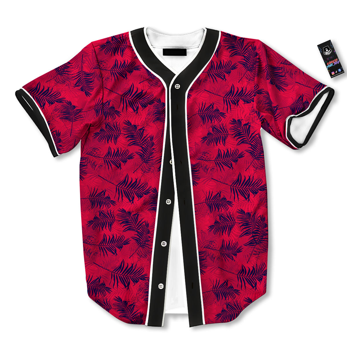 Palm Tree Red Print Pattern Baseball Jersey-grizzshop