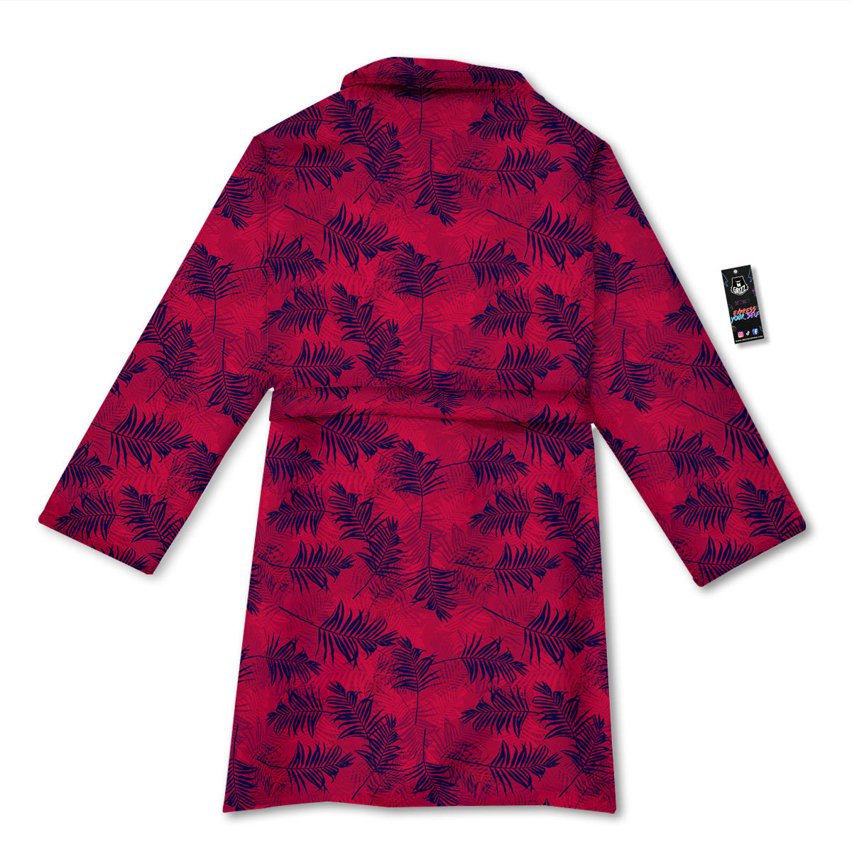 Palm Tree Red Print Pattern Bathrobe-grizzshop