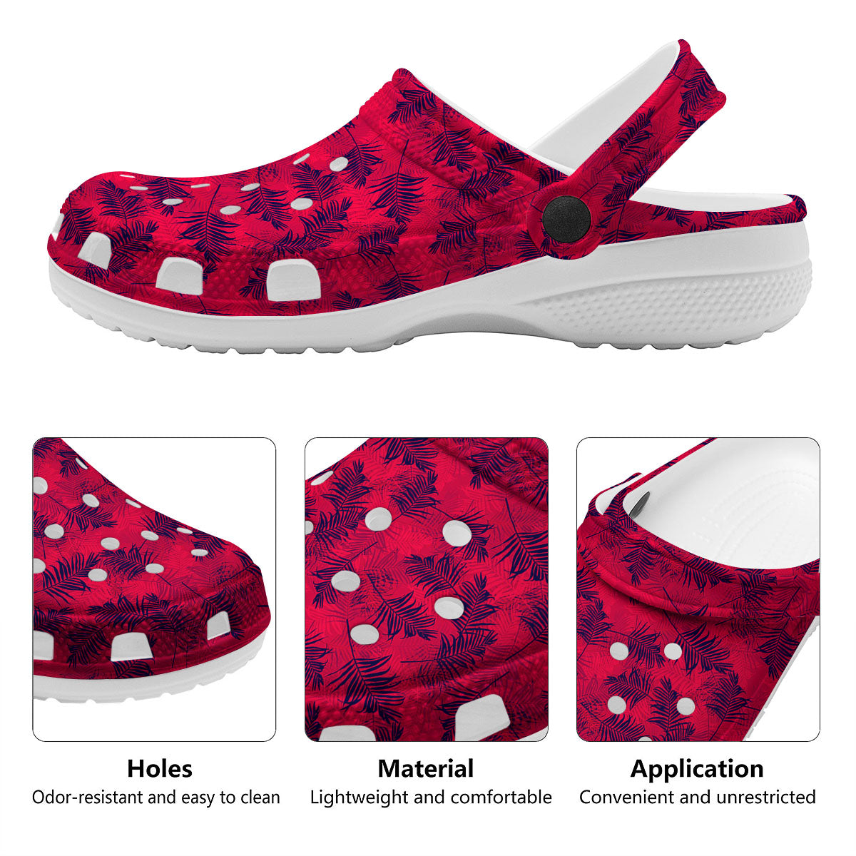 Palm Tree Red Print Pattern Clog-grizzshop
