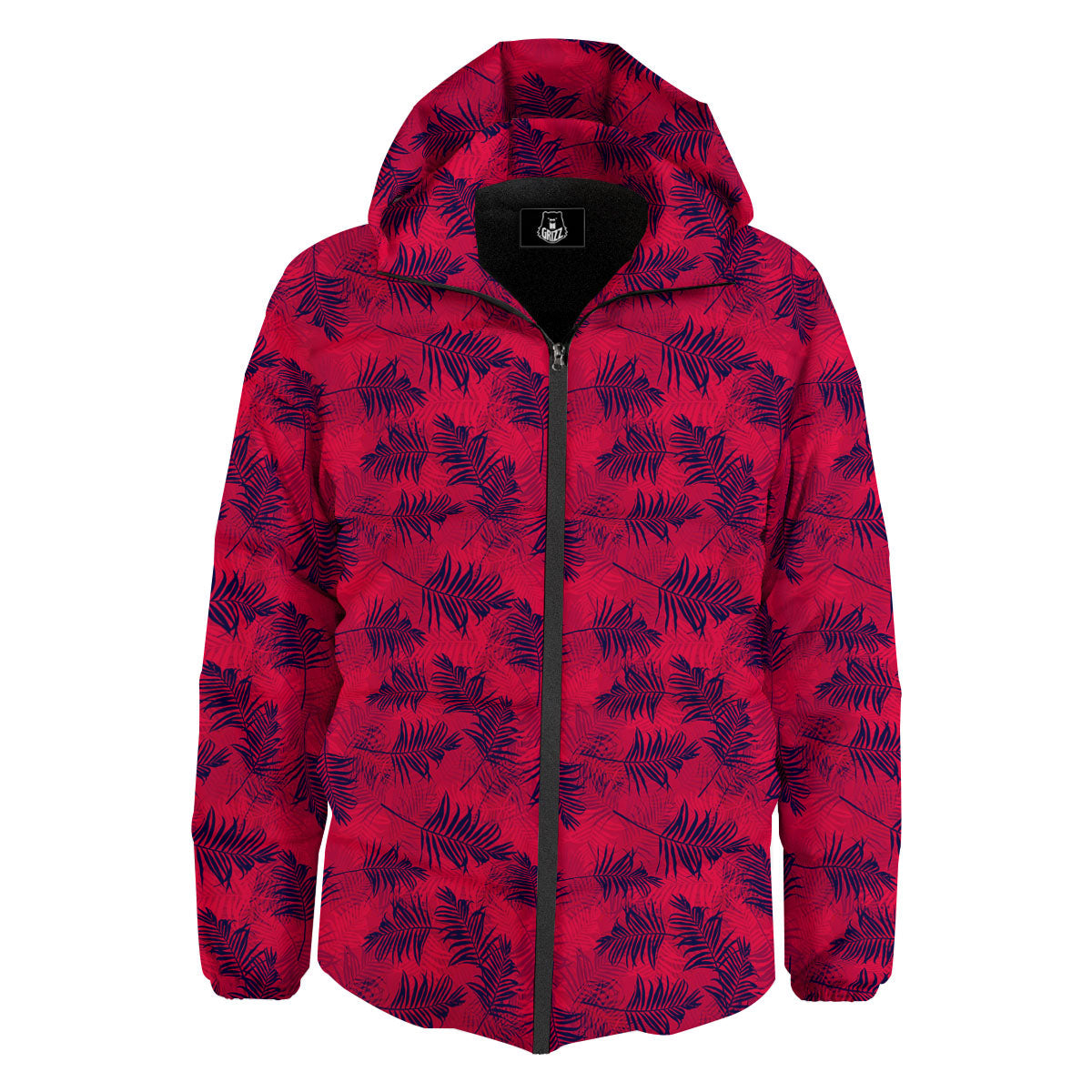 Palm Tree Red Print Pattern Down Jacket-grizzshop