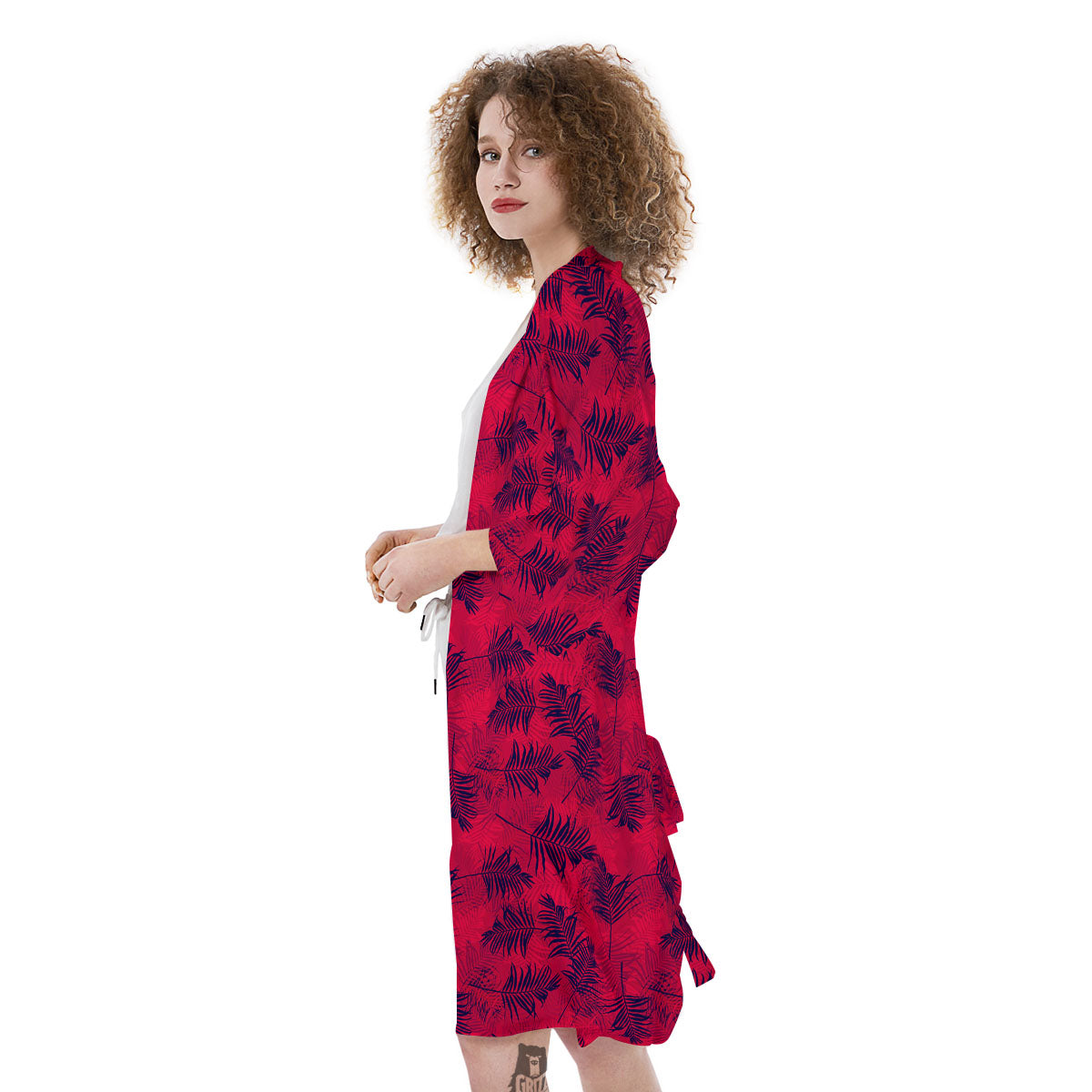 Palm Tree Red Print Pattern Kimono-grizzshop