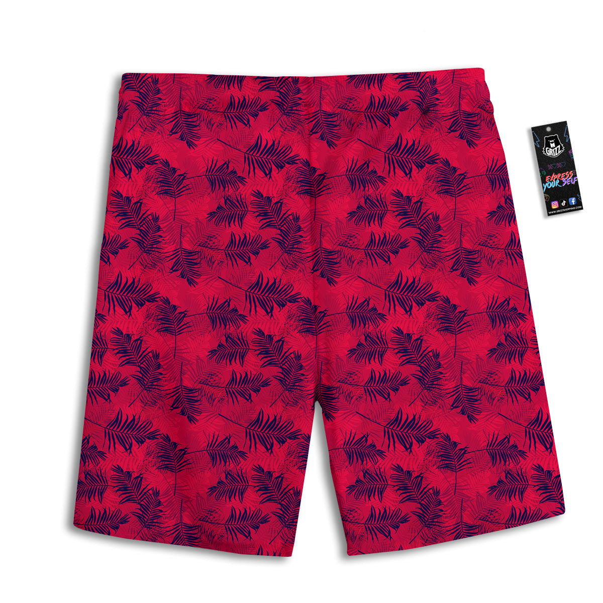 Palm Tree Red Print Pattern Men's Athletic Shorts