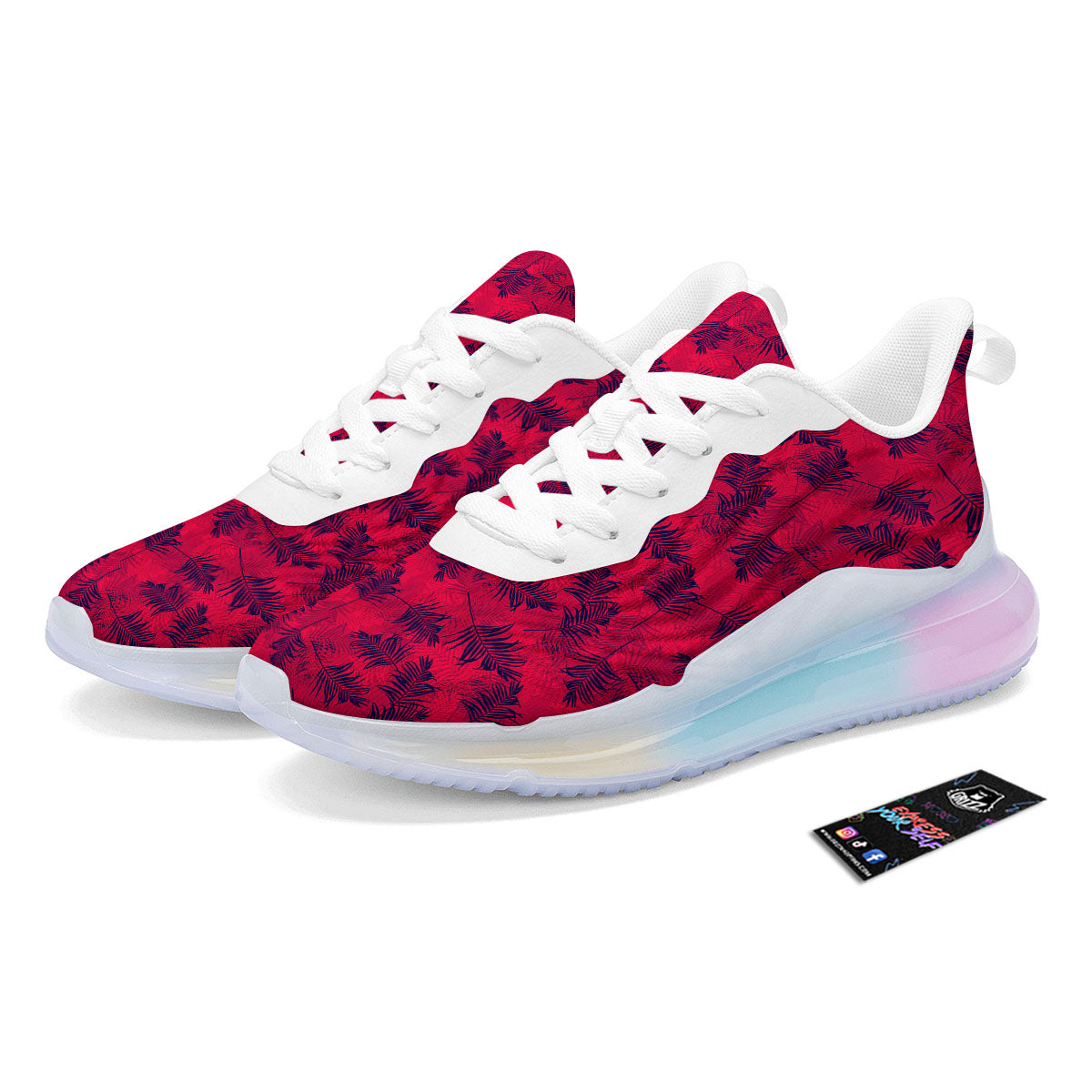 Palm Tree Red Print Pattern Running Sneakers-grizzshop