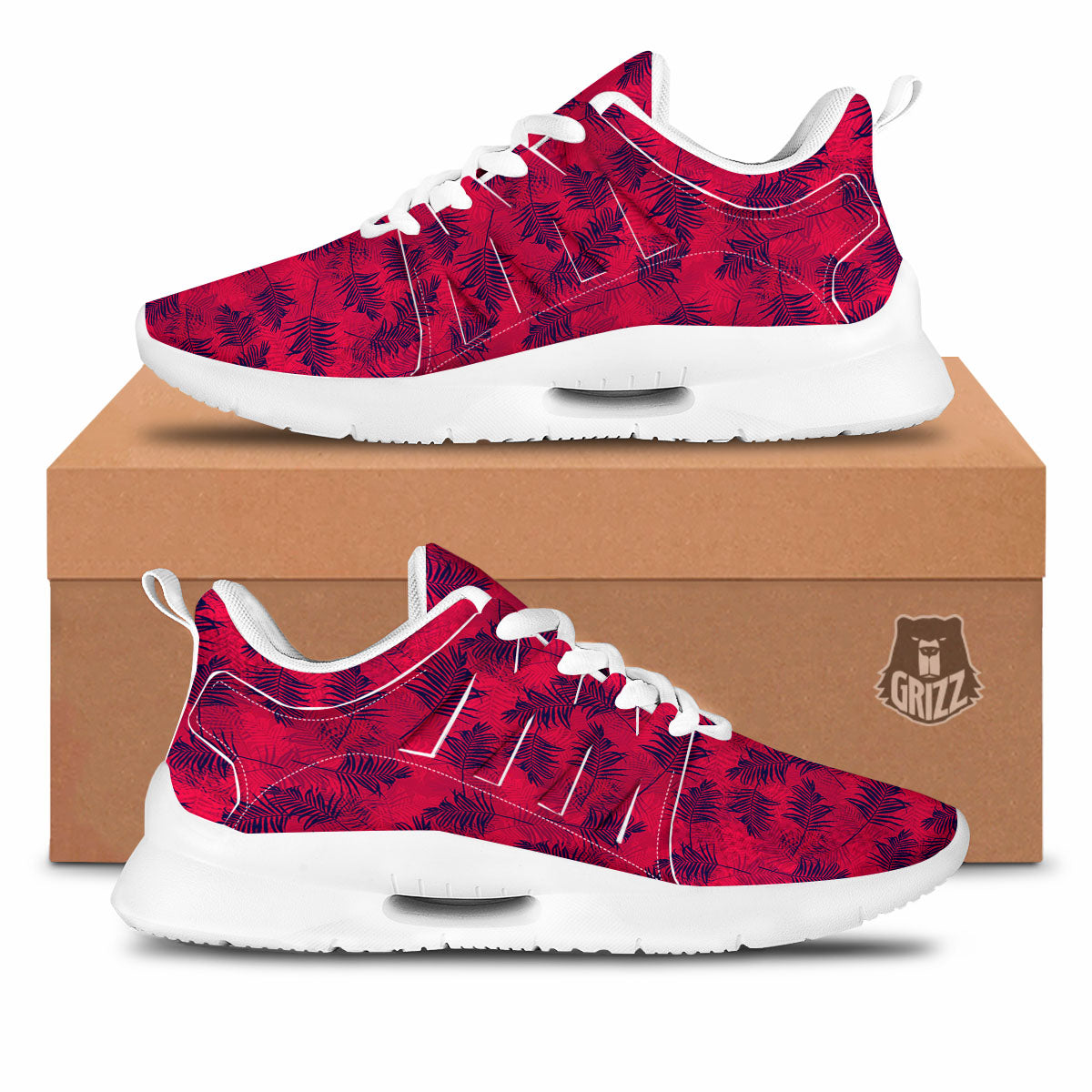 Palm Tree Red Print Pattern Tennis Shoes-grizzshop