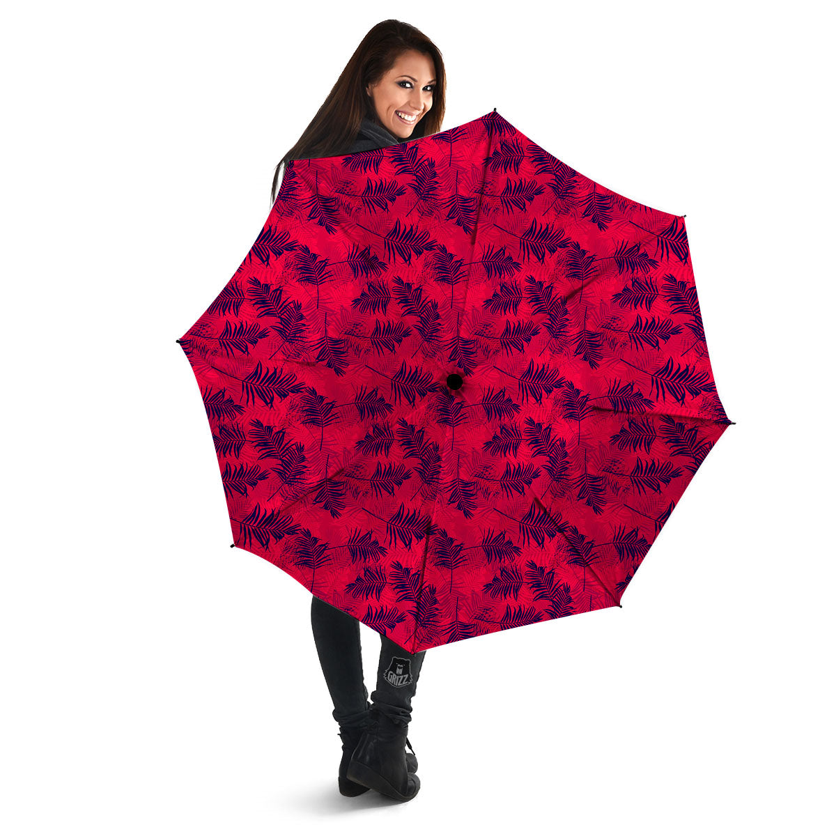 Palm Tree Red Print Pattern Umbrella-grizzshop