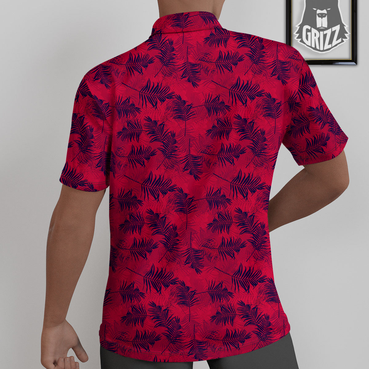 Palm Tree Red Print Pattern Untucked Shirts-grizzshop