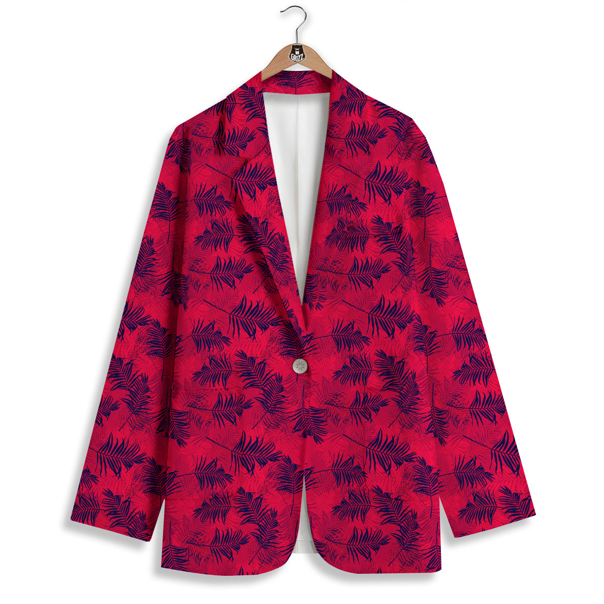 Palm Tree Red Print Pattern Women's Blazer-grizzshop