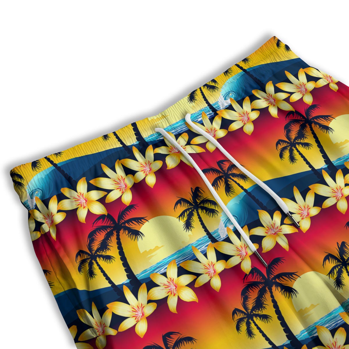 Palm Tree Sunset Hibiscus Print Pattern Men's Athletic Shorts