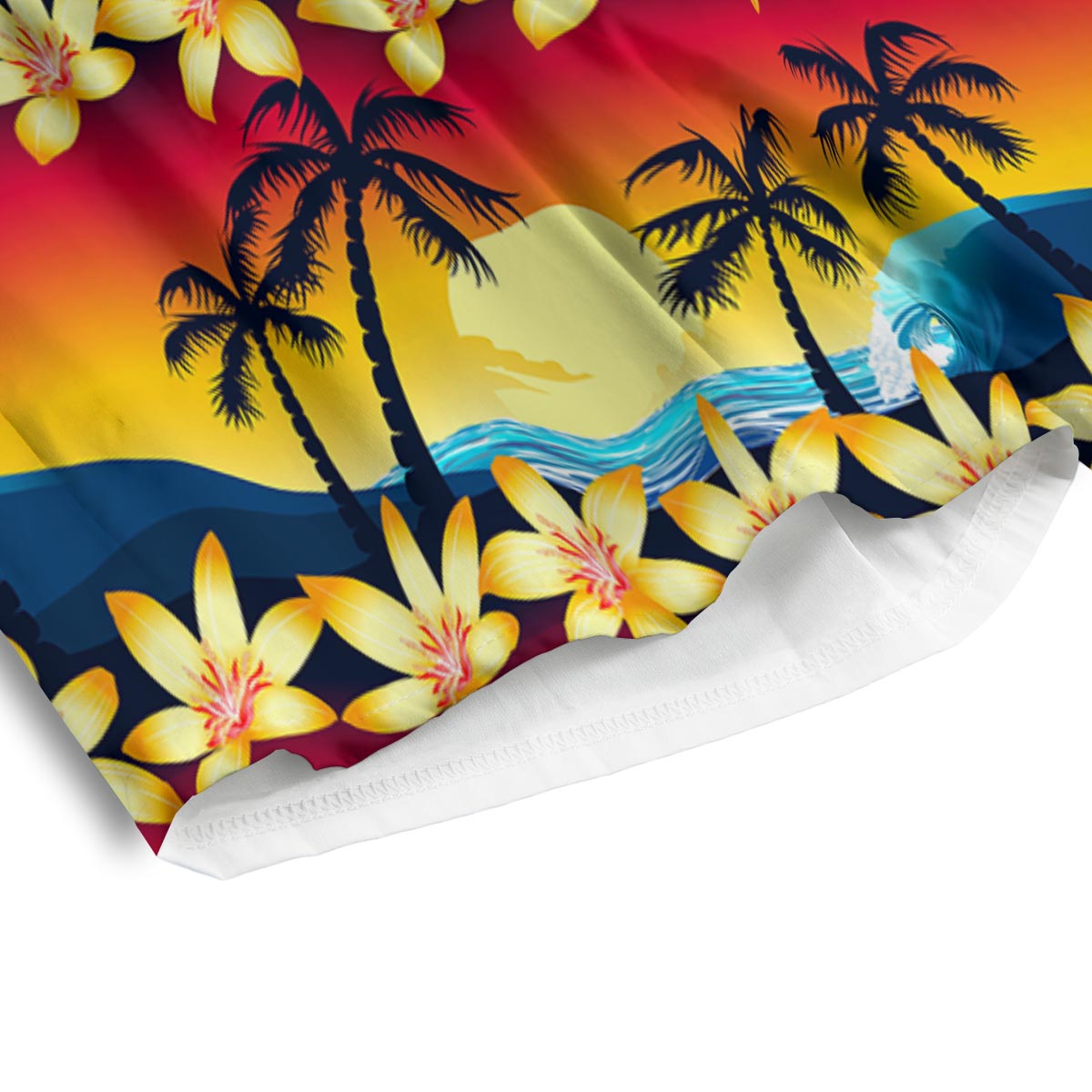 Palm Tree Sunset Hibiscus Print Pattern Men's Athletic Shorts