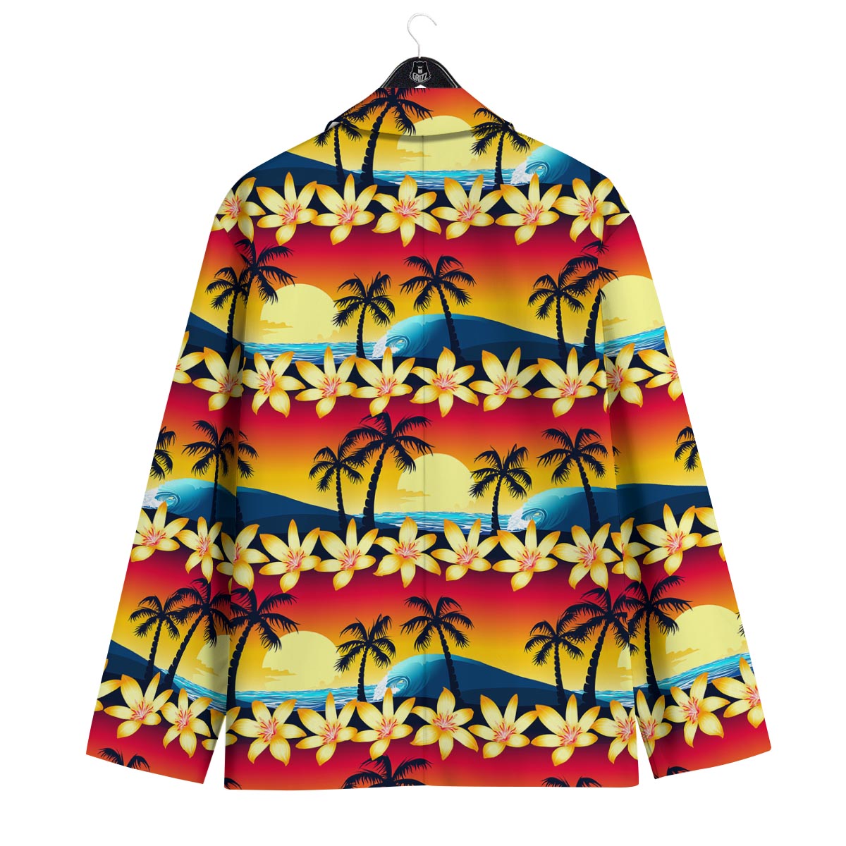 Palm Tree Sunset Hibiscus Print Pattern Men's Sport Coat-grizzshop
