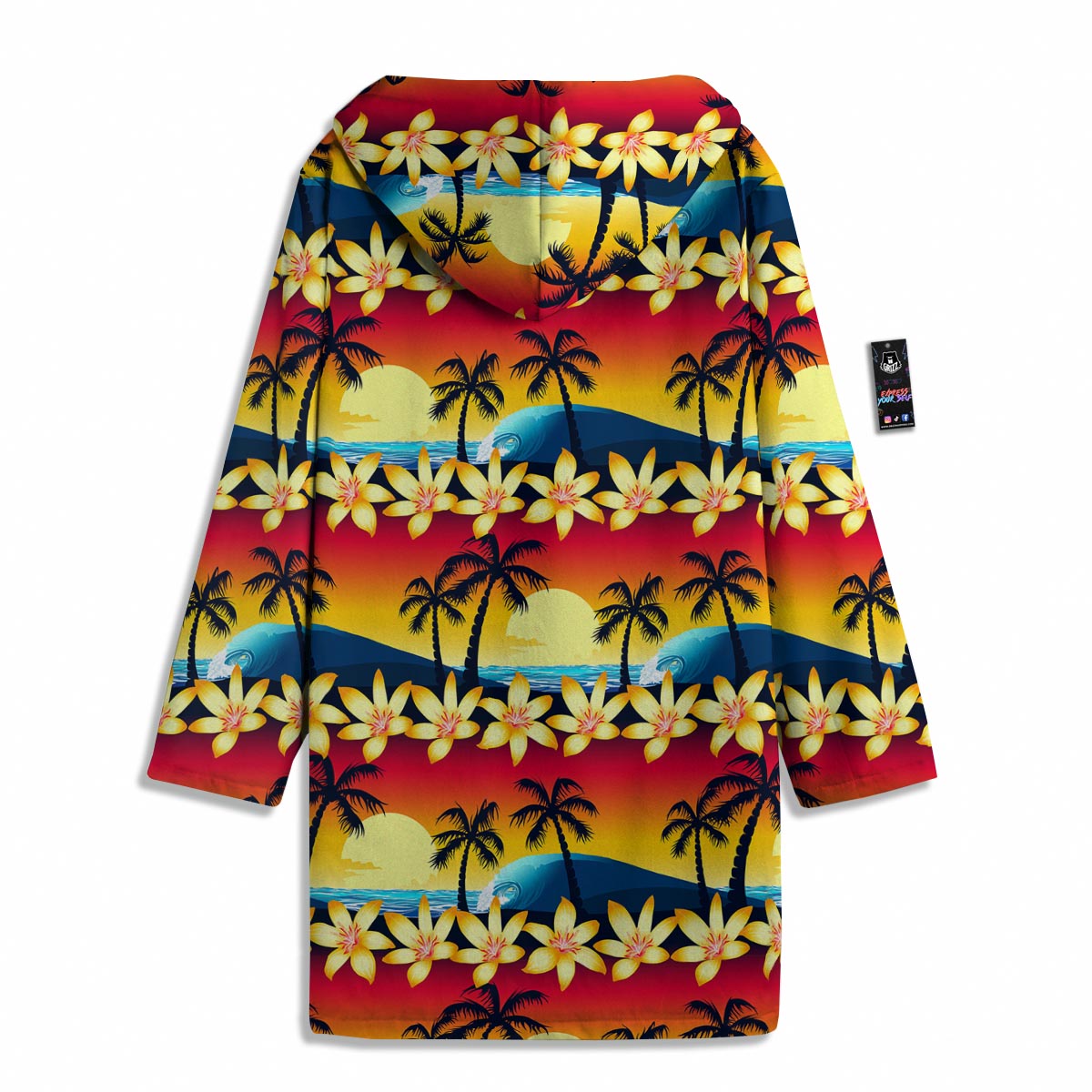 Palm Tree Sunset Hibiscus Print Pattern Men's Windbreaker Jacket-grizzshop