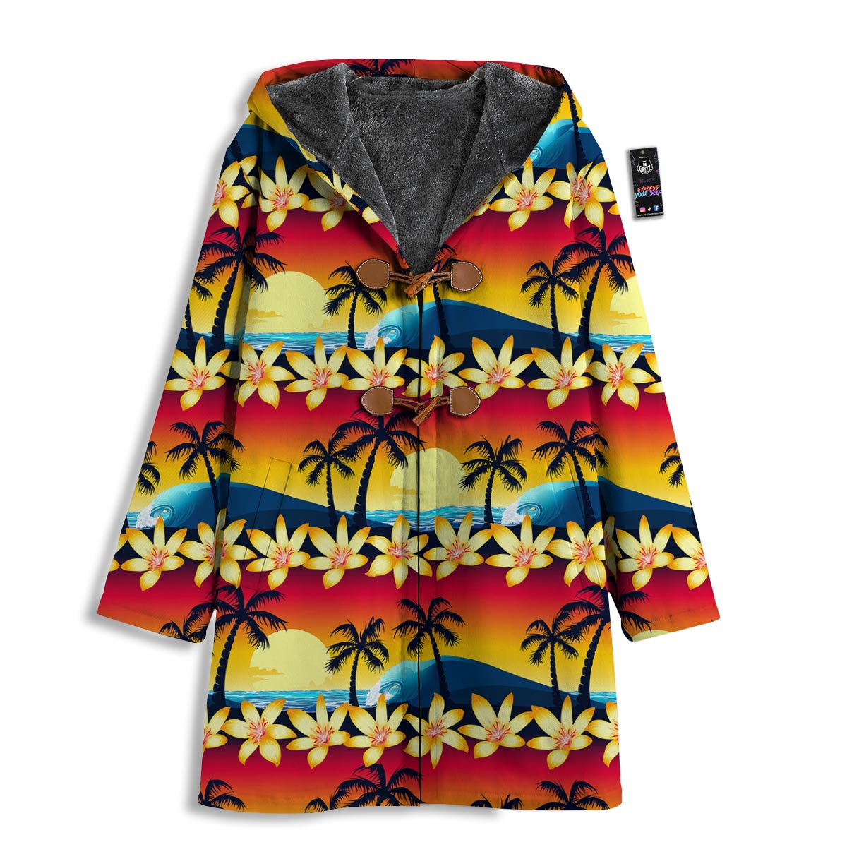 Palm Tree Sunset Hibiscus Print Pattern Men's Windbreaker Jacket-grizzshop