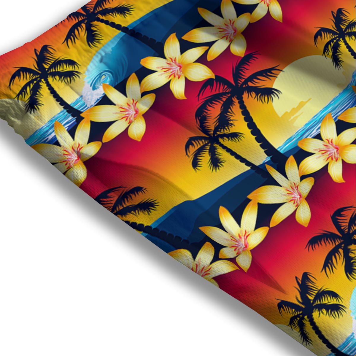 Palm Tree Sunset Hibiscus Print Pattern Mesh Shorts
