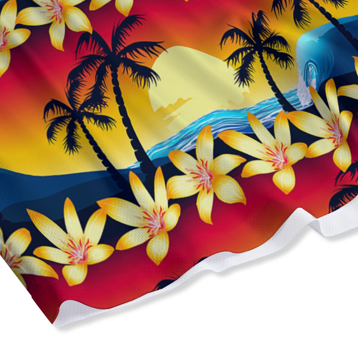 Palm Tree Sunset Hibiscus Print Pattern Mesh Shorts