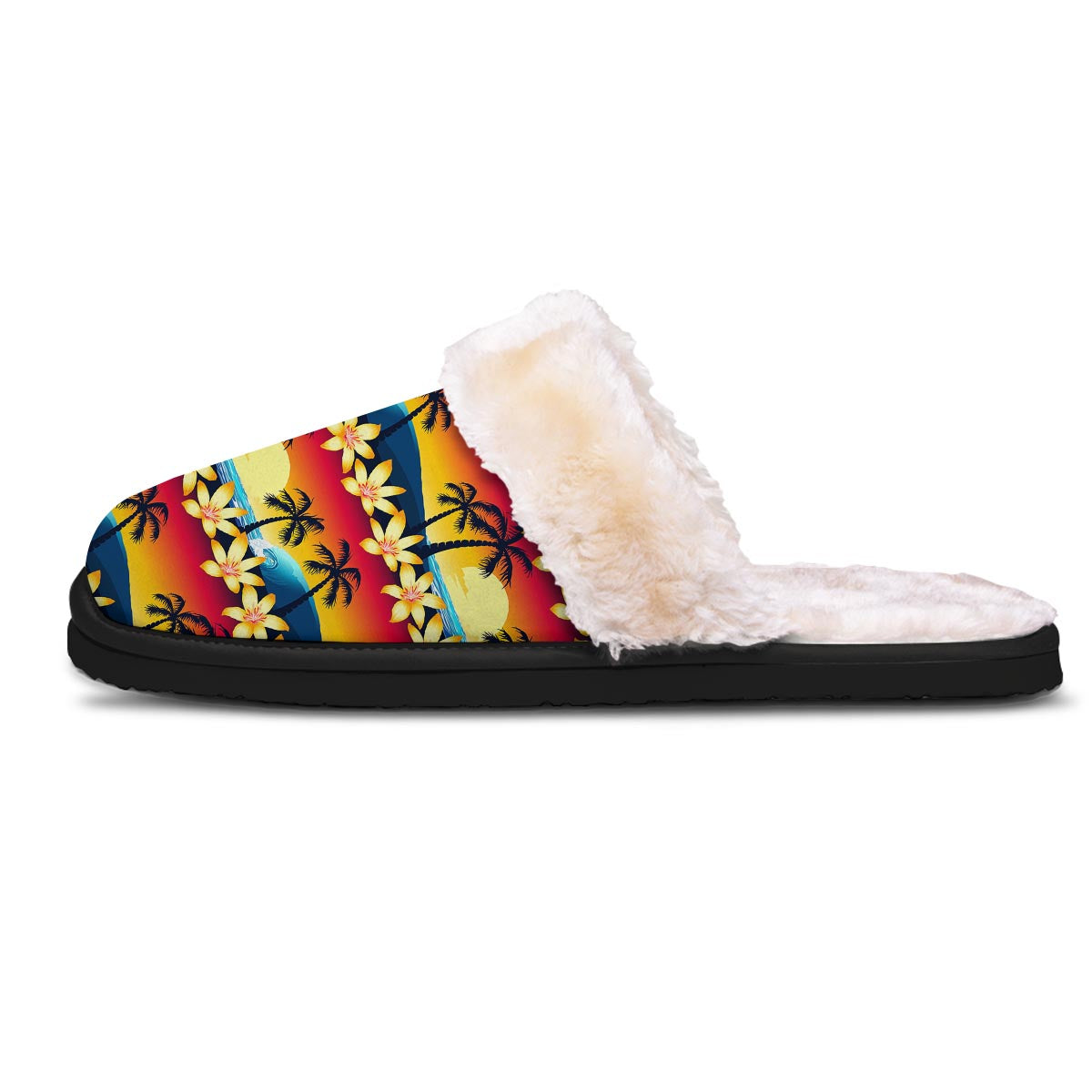 Palm Tree Sunset Hibiscus Print Pattern Slippers-grizzshop