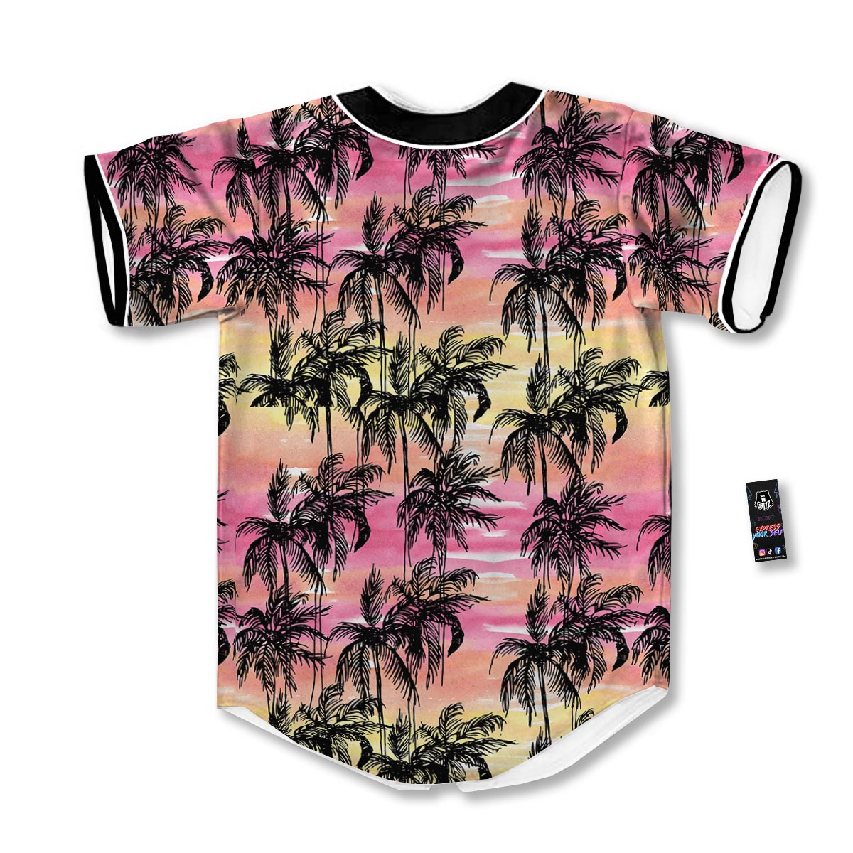 Palm Tree Sunset Print Pattern Baseball Jersey-grizzshop
