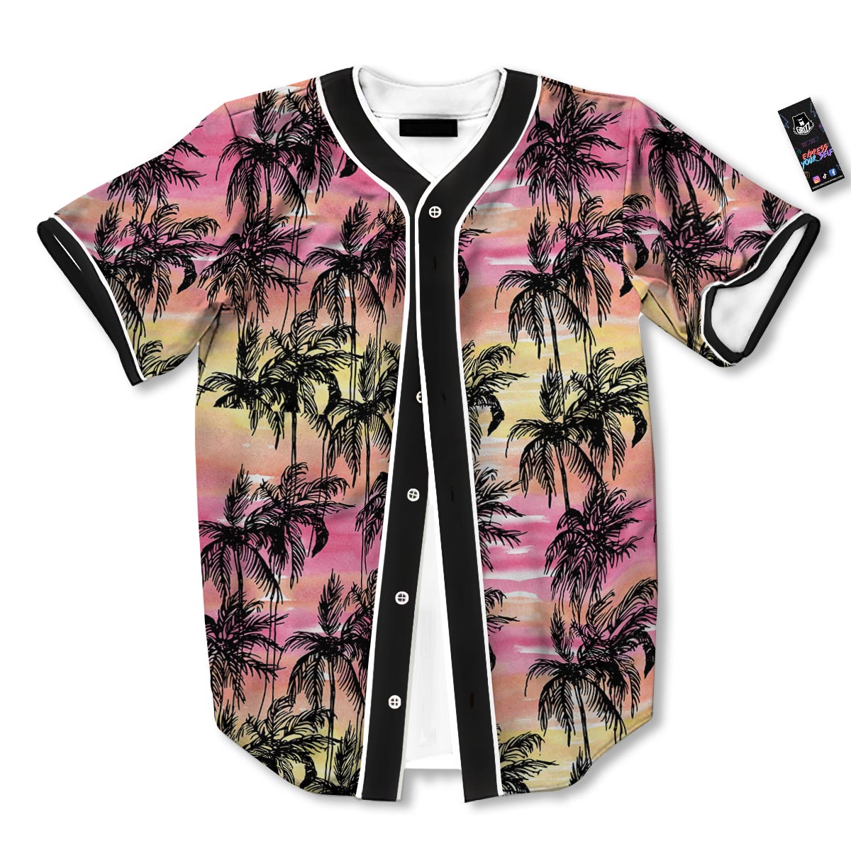 Palm Tree Sunset Print Pattern Baseball Jersey-grizzshop