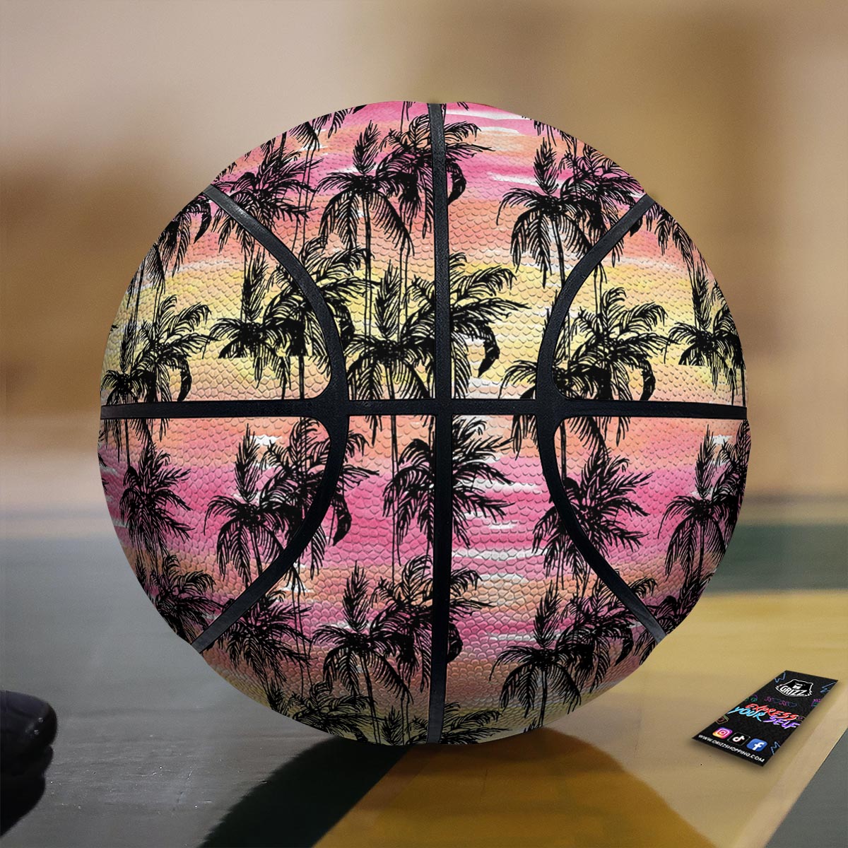 Palm Tree Sunset Print Pattern Basketball
