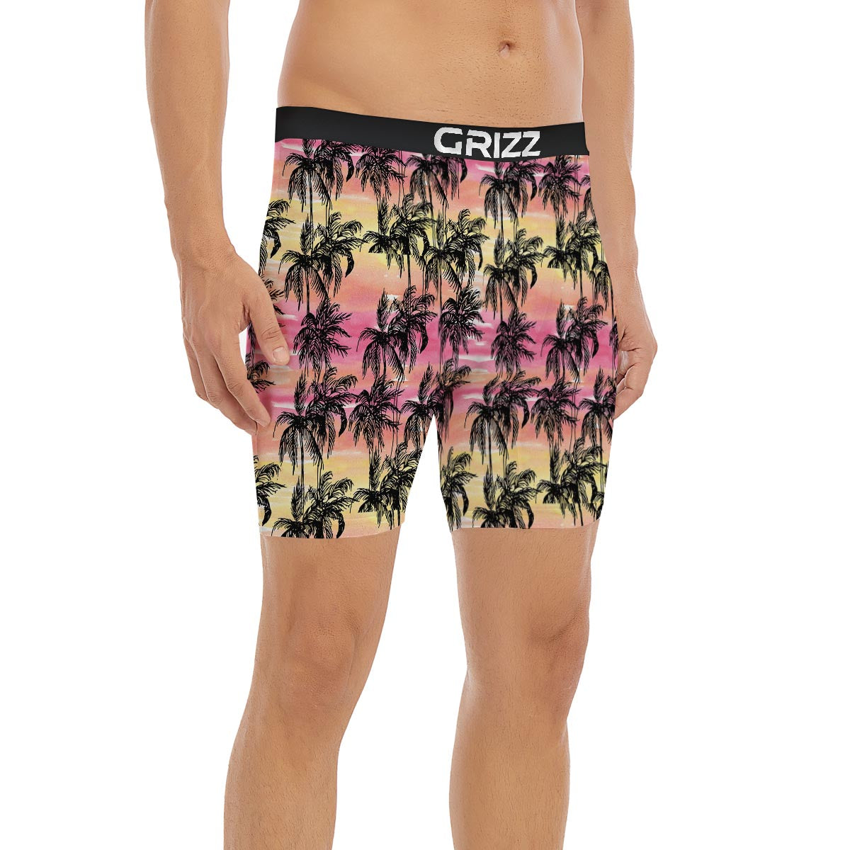 Palm Tree Sunset Print Pattern Boxer Briefs-grizzshop