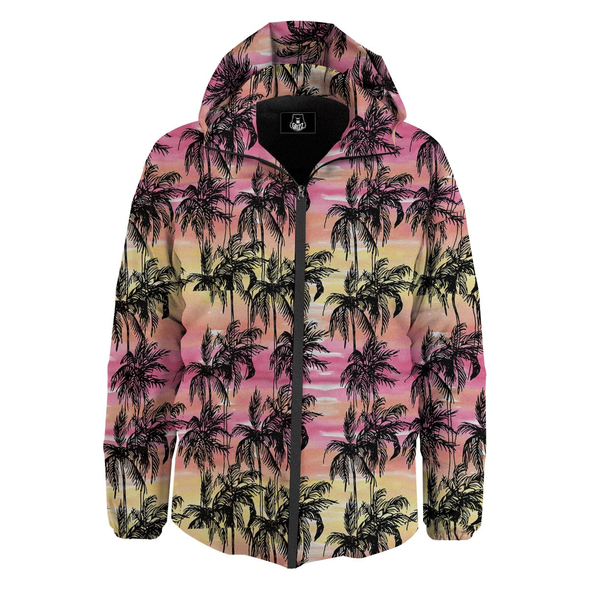 Palm Tree Sunset Print Pattern Down Jacket-grizzshop